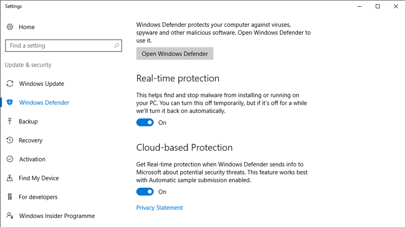 Ảnh minh hoạ: bật windows defende win 10 (5)