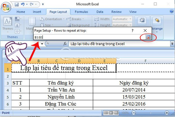 Ảnh minh hoạ: Cách lặp lại tiêu đề trong Excel (2)