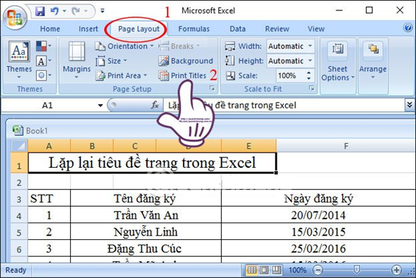 Ảnh minh hoạ: Cách lặp lại tiêu đề trong Excel