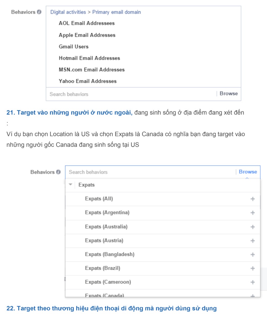 Ảnh minh hoạ: Những đặc điểm có thể target trên quảng cáo facebook (11)