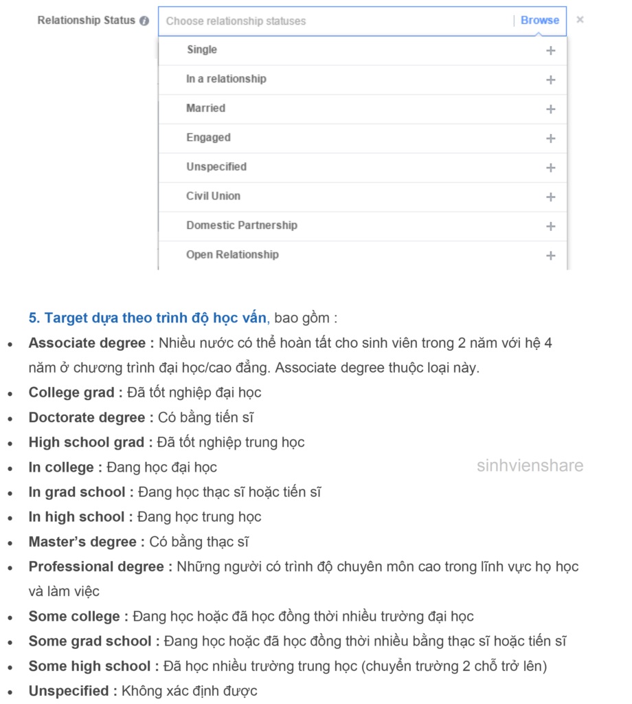Ảnh minh hoạ: Những đặc điểm có thể target trên quảng cáo facebook (2)