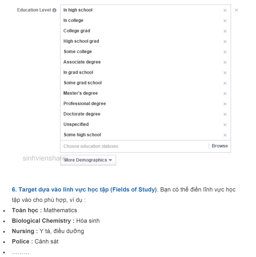 Ảnh minh hoạ: Những đặc điểm có thể target trên quảng cáo facebook (3)