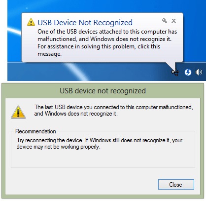 Nguyên nhân hiện thông báo USB Device Not Recognized trên windows và cách khắc phục