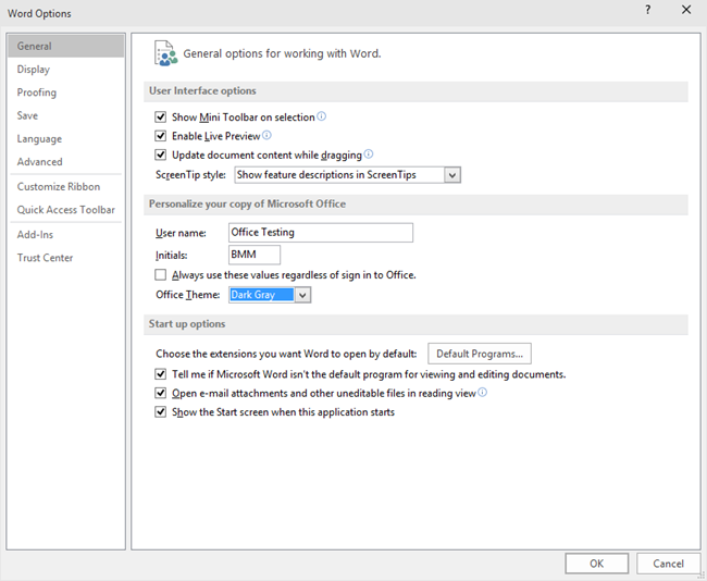 Ảnh minh hoạ: cách thay đổi giao diện Office 2016 (1)