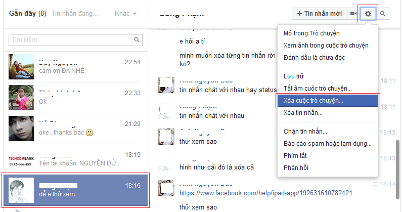 Ảnh minh hoạ: Cách xóa tin nhắn trên facebook (2)