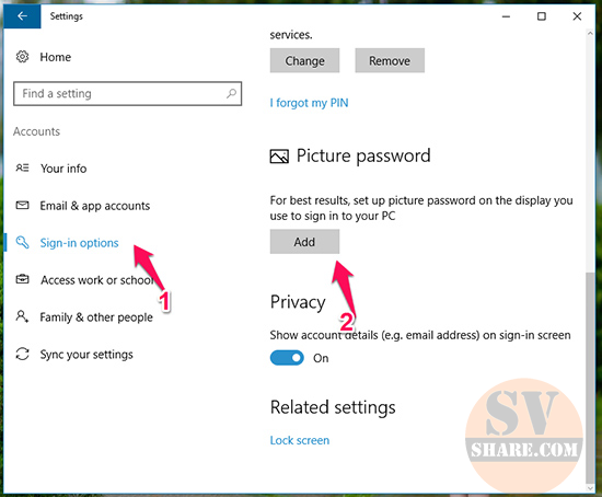 Cài đặt mật khẩu hình ảnh trên máy tính Windows 10 (2)