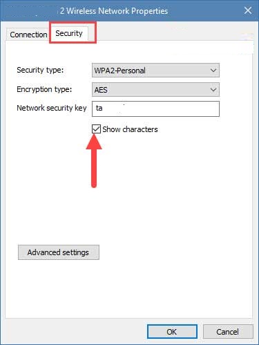 Click vào phần Show characters trên win 8 và win 10 để xem password